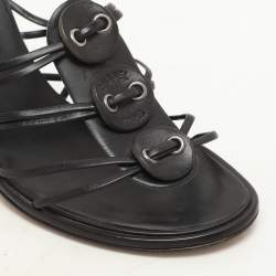 Chanel Dark Brown Leather Strappy Sandals Size 37