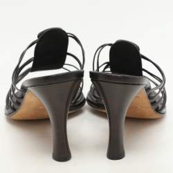 Chanel Dark Brown Leather Strappy Sandals Size 37