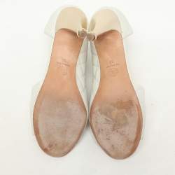 Chanel White Quilted Leather CC Open Toe Pumps Size 38