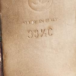 مملوكة مسبقًا Chanel White/Black Canvas and Tweed CC Slingback Block Heel Pumps Size 38.5