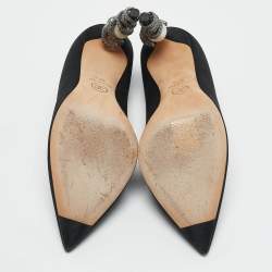 مملوكة مسبقًا Chanel Black Satin Snake Wrap Heel Pumps Size 37.5