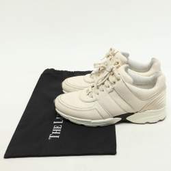 Chanel Cream Leather and Satin CC Trainer Lace Up Sneakers Size 39