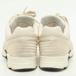 Chanel Cream Leather and Satin CC Trainer Lace Up Sneakers Size 39