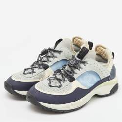 Chanel Multicolor Suede and Mesh CC Low Top Sneakers Size 39