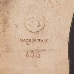 Pre Owned Chanel Black/Gold Leather CC Bow Cap Toe Ballet Flats Size 40.5