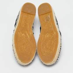 مملوكة مسبقًا حذاء فلات إسبادريل شانيل قماش غروسغراين ورافية مغزولة أسود مقدمة سوداء مزينة سي سي مقاس 38