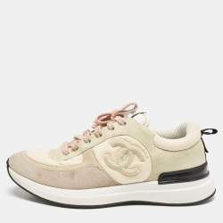مملوكة مسبقًا Chanel Multicolor Suede and Nylon CC Logo Lace Up Sneakers Size 38