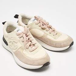 مملوكة مسبقًا Chanel Multicolor Suede and Nylon CC Logo Lace Up Sneakers Size 38