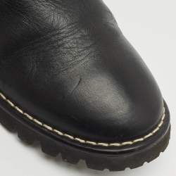 Chanel Black/Burgundy Quilted Leather Motorcycle Boots Size 39.5