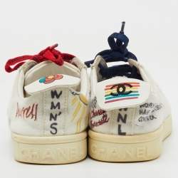 Chanel x Pharrell Multicolor Graffiti Canvas Low Top Sneakers Size 38