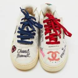 Chanel x Pharrell Multicolor Graffiti Canvas Low Top Sneakers Size 38