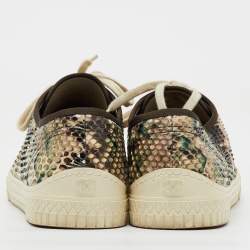 Pre Owned Chanel Multicolor Python and Leather Cap Toe Low Top Sneakers Size 39.5