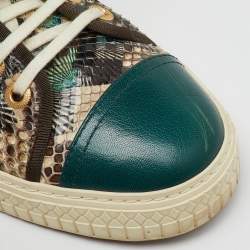 Pre Owned Chanel Multicolor Python and Leather Cap Toe Low Top Sneakers Size 39.5