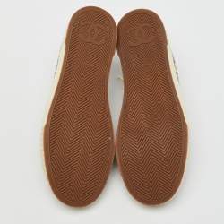 Pre Owned Chanel Multicolor Python and Leather Cap Toe Low Top Sneakers Size 39.5