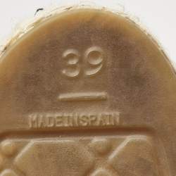 Pre Owned Chanel Beige/Black Quilted Leather and Canvas CC Chain Espadrille Sandals Size 39