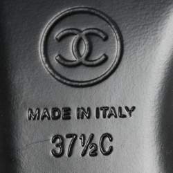 Pre Owned Chanel Gold/Black Fabric and Glitter CC Ankle Strap Pumps Size 37.5