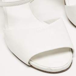 Chanel White Leather Ankle Strap Sandals Size 39