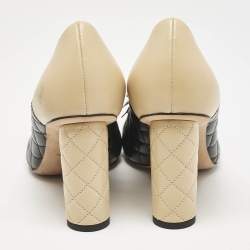 مملوكة مسبقًا حذاء كعب عالي شانيل كاميليا سي سي جلد أسود مقاس 36