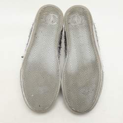 Chanel Silver/Black Lurex Fabric CC Low Top Sneakers Size 37