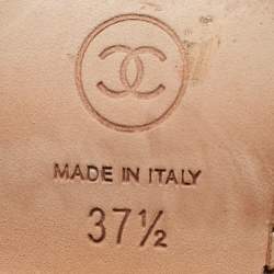 Pre Owned Chanel Black Leather CC Chain Link Detail Wedge Platform Sandals Size 37.5