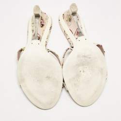 Pre Owned Chanel Multicolor Canvas Canvas Bow CC Slide Sandals Size 38.5