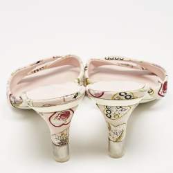 Pre Owned Chanel Multicolor Canvas Canvas Bow CC Slide Sandals Size 38.5