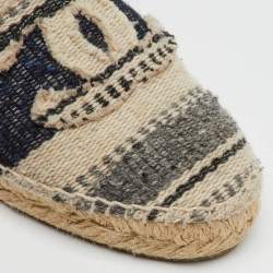 Chanel Multicolor Tweed CC Espadrille Flats Size 38