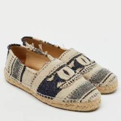 Chanel Multicolor Tweed CC Espadrille Flats Size 38