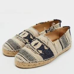 Chanel Multicolor Tweed CC Espadrille Flats Size 38