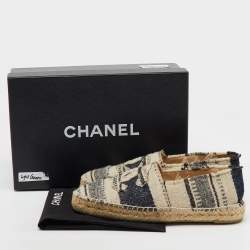 Chanel Multicolor Tweed CC Espadrille Flats Size 38