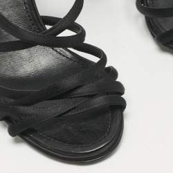 Chanel Black Satin Strappy CC Buckle Sandals Size 39