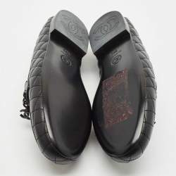 Chanel Black Quilted Leather CC Chain Link Slip On Loafers Size 39