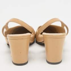 Chanel Beige/Black Leather and Fabric CC Cap Toe Slingback Pumps Size 35