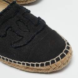 Chanel Black Canvas CC Espadrille Flats Size 38