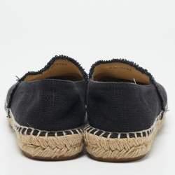 Chanel Black Canvas CC Espadrille Flats Size 38