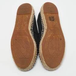 Chanel Black Canvas CC Espadrille Flats Size 38