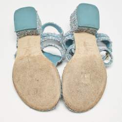 Chanel Multicolor Leather and Tweed CC Thong Sandals Size 39
