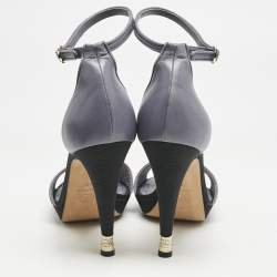 Chanel Light Blue Leather CC Ankle Strap Sandals Size 40