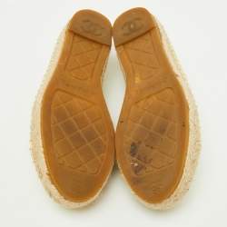 Chanel Yellow Leather and Tweed CC Cap Toe Espadrille Flats Size 36