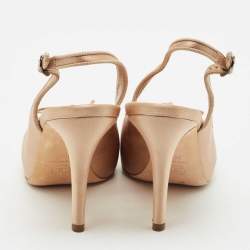 Chanel Beige/Black Satin CC Slingback Pumps Size 39.5