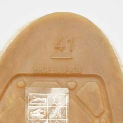 Pre Owned Chanel Metallic Gold/Black Quilted Leather CC Chain Link Espadrille Flat Mules Size 41