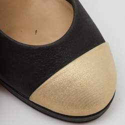 Chanel Black/Beige Nubuck Leather CC Cap Toe Platform Pumps Size 37.5