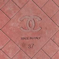 Pre Owned Chanel Red/Black Fabric and Leather Coco Chanel Strap Flat Sandals Size 37