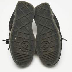 Chanel Black Leather and Nylon CC Low Top Sneakers Size 41