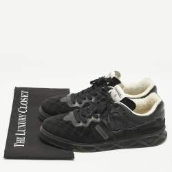 Chanel Black Leather and Nylon CC Low Top Sneakers Size 41