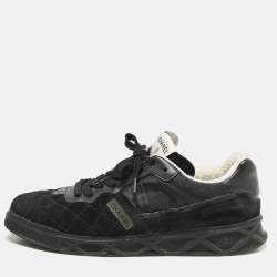 Chanel Black Leather and Nylon CC Low Top Sneakers Size 41