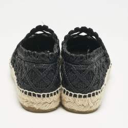 Chanel Black Jute And Canvas CC Cap Toe Espadrilles Flats Size 37