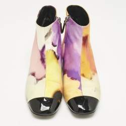 Chanel Multicolor Fabric CC Zip Ankle Length Boots Size 38.5