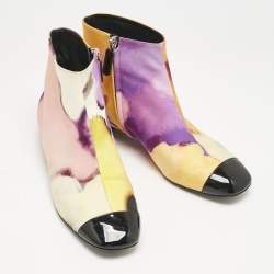 Chanel Multicolor Fabric CC Zip Ankle Length Boots Size 38.5