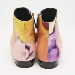 Chanel Multicolor Fabric CC Zip Ankle Length Boots Size 38.5